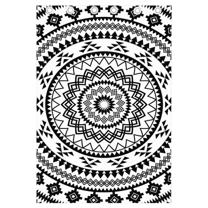 Black And White Tribal Mandala Print Curtain