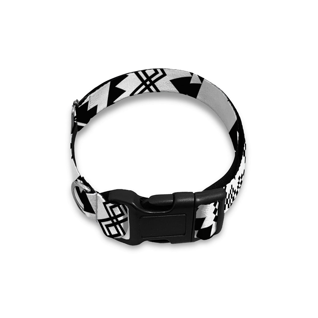 Black And White Tribal Mandala Print Dog Collar