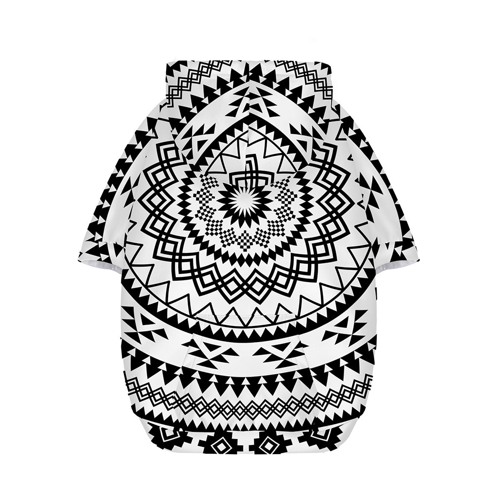 Black And White Tribal Mandala Print Dog Zip Up Hoodie