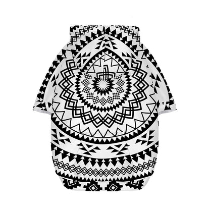 Black And White Tribal Mandala Print Dog Zip Up Hoodie