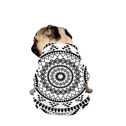 Black And White Tribal Mandala Print Dog Zip Up Jacket