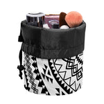 Black And White Tribal Mandala Print Drawstring Makeup Bag