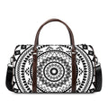 Black And White Tribal Mandala Print Duffel Bag