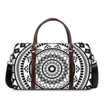 Black And White Tribal Mandala Print Duffle Bag
