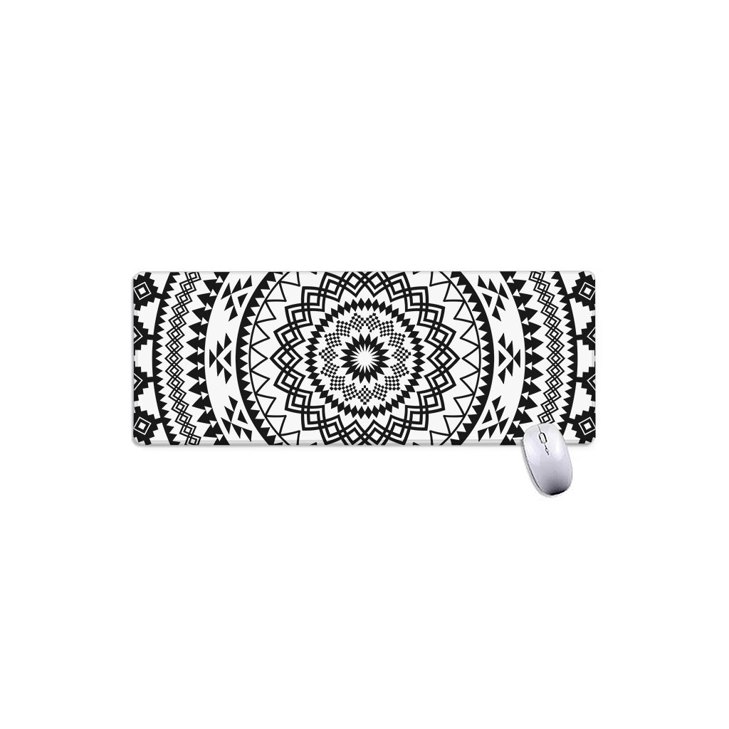 Black And White Tribal Mandala Print Extended Mouse Pad