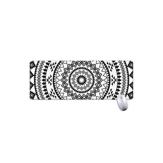Black And White Tribal Mandala Print Extended Mouse Pad