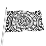 Black And White Tribal Mandala Print Flag