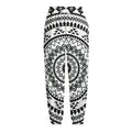 Black And White Tribal Mandala Print Fleece Lined Knit Pants