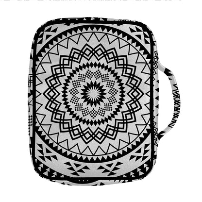 Black And White Tribal Mandala Print Front Pocket Bible Bag