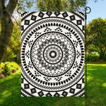 Black And White Tribal Mandala Print Garden Flag