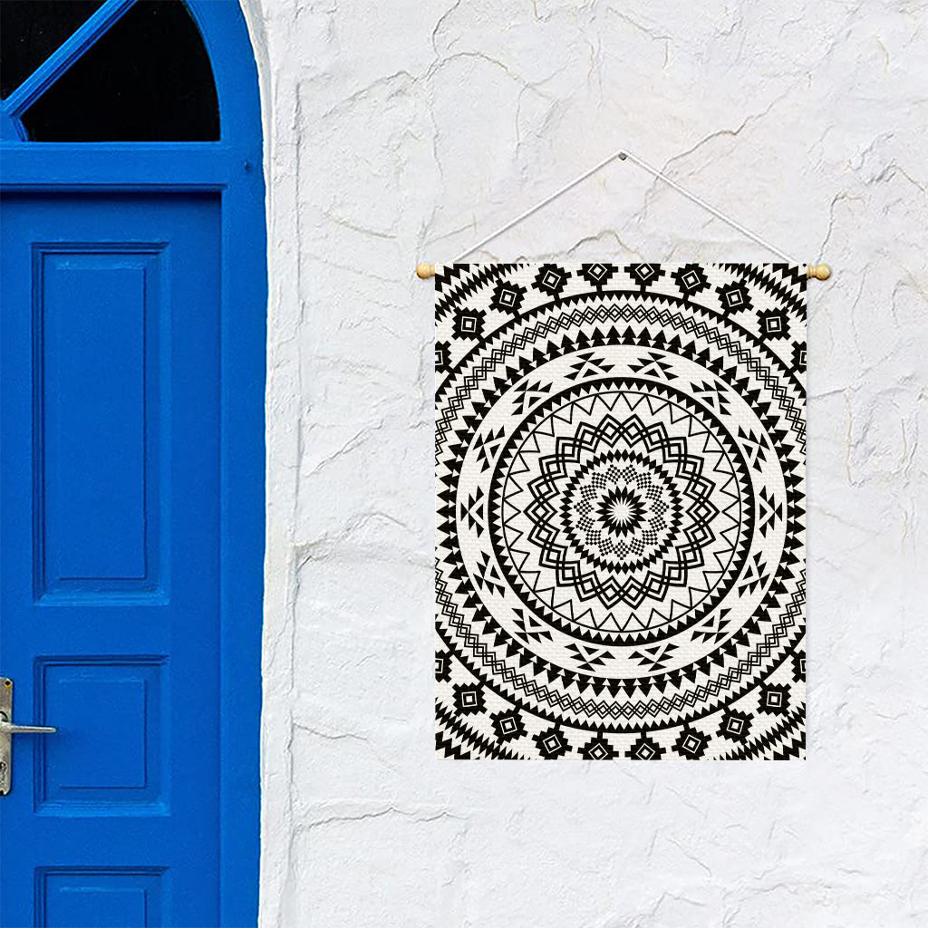 Black And White Tribal Mandala Print Garden Flag