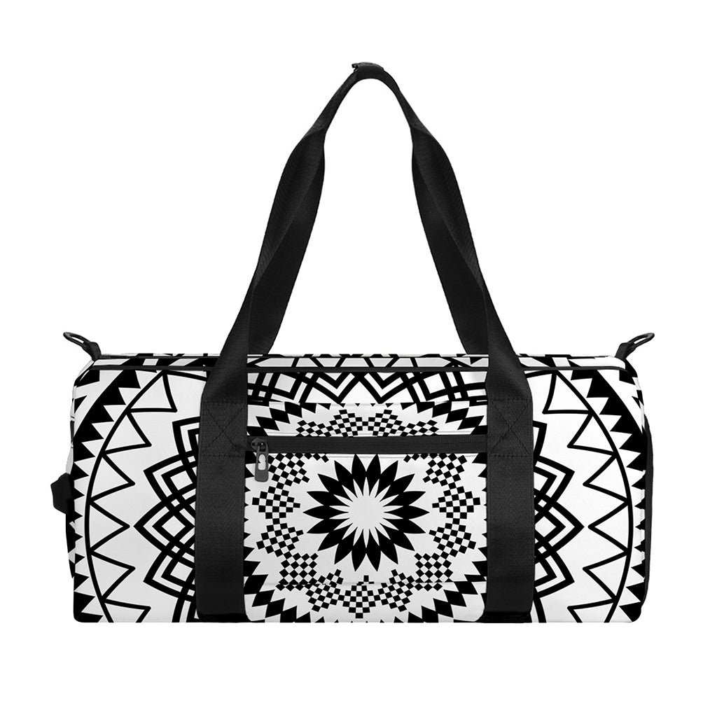 Black And White Tribal Mandala Print Gym Bag