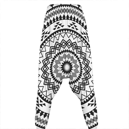 Black And White Tribal Mandala Print Hammer Pants