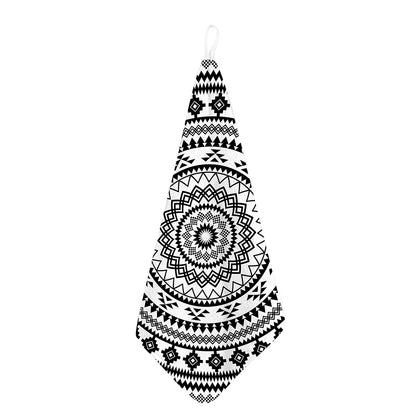 Black And White Tribal Mandala Print Hand Towel