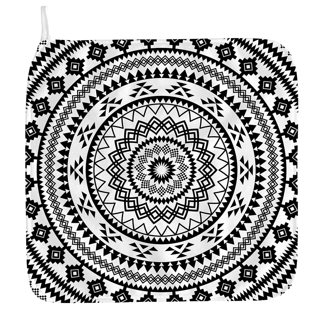 Black And White Tribal Mandala Print Hand Towel