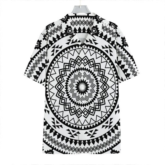 Black And White Tribal Mandala Print Hawaiian Shirt