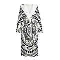 Black And White Tribal Mandala Print Hooded Bathrobe