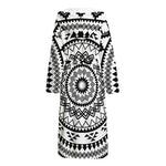 Black And White Tribal Mandala Print Hooded Bathrobe