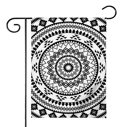 Black And White Tribal Mandala Print House Flag