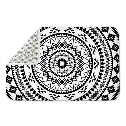 Black And White Tribal Mandala Print Indoor Door Mat