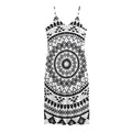 Black And White Tribal Mandala Print Jersey Midi Cami Dress