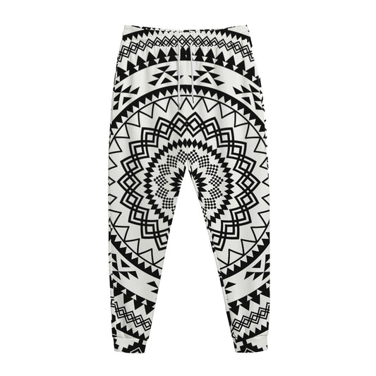 Black And White Tribal Mandala Print Jogger Pants
