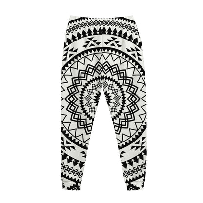 Black And White Tribal Mandala Print Jogger Pants