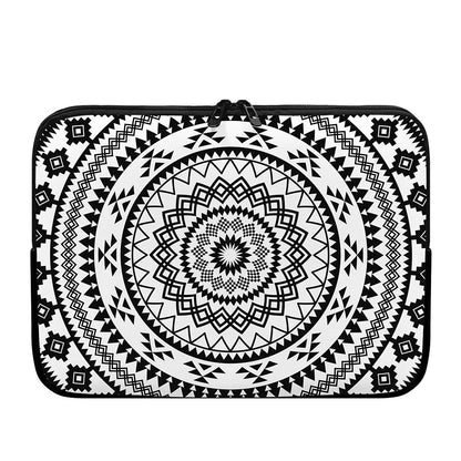 Black And White Tribal Mandala Print Laptop Sleeve