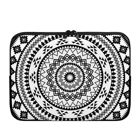 Black And White Tribal Mandala Print Laptop Sleeve