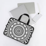 Black And White Tribal Mandala Print Laptop Sleeve With Handle