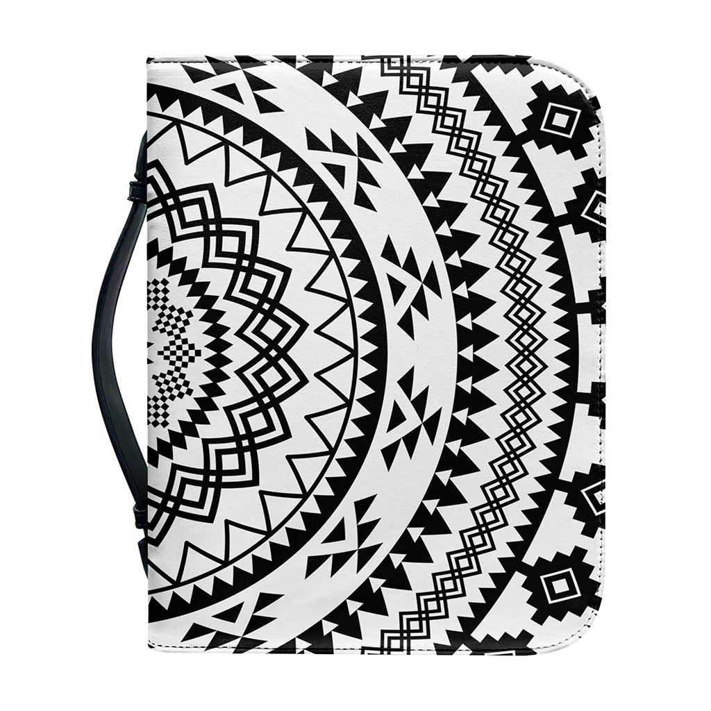 Black And White Tribal Mandala Print Leather Bible Cover