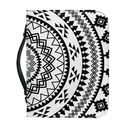 Black And White Tribal Mandala Print Leather Bible Cover