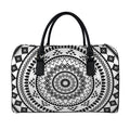 Black And White Tribal Mandala Print Leather Duffel Bag