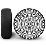 Black And White Tribal Mandala Print Leather Spare Tire Cover