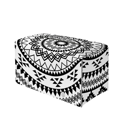 Black And White Tribal Mandala Print Leather Tissue Box Cover
