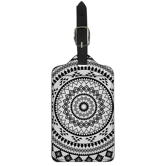 Black And White Tribal Mandala Print Luggage Tag