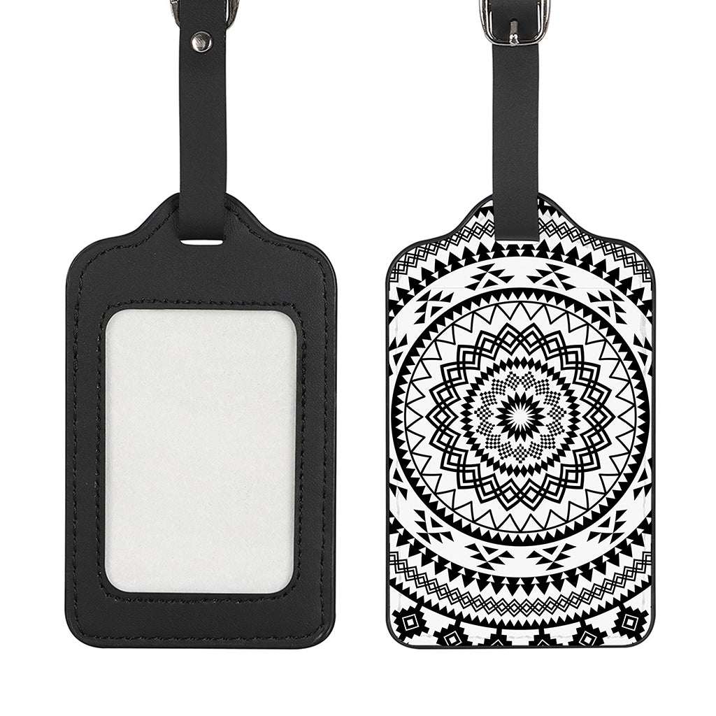 Black And White Tribal Mandala Print Luggage Tag