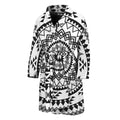 Black And White Tribal Mandala Print Men's Bathrobe