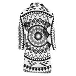 Black And White Tribal Mandala Print Men's Bathrobe