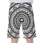 Black And White Tribal Mandala Print Men's Beach Shorts