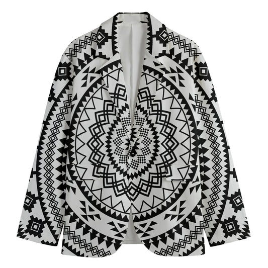 Black And White Tribal Mandala Print Men's Blazer