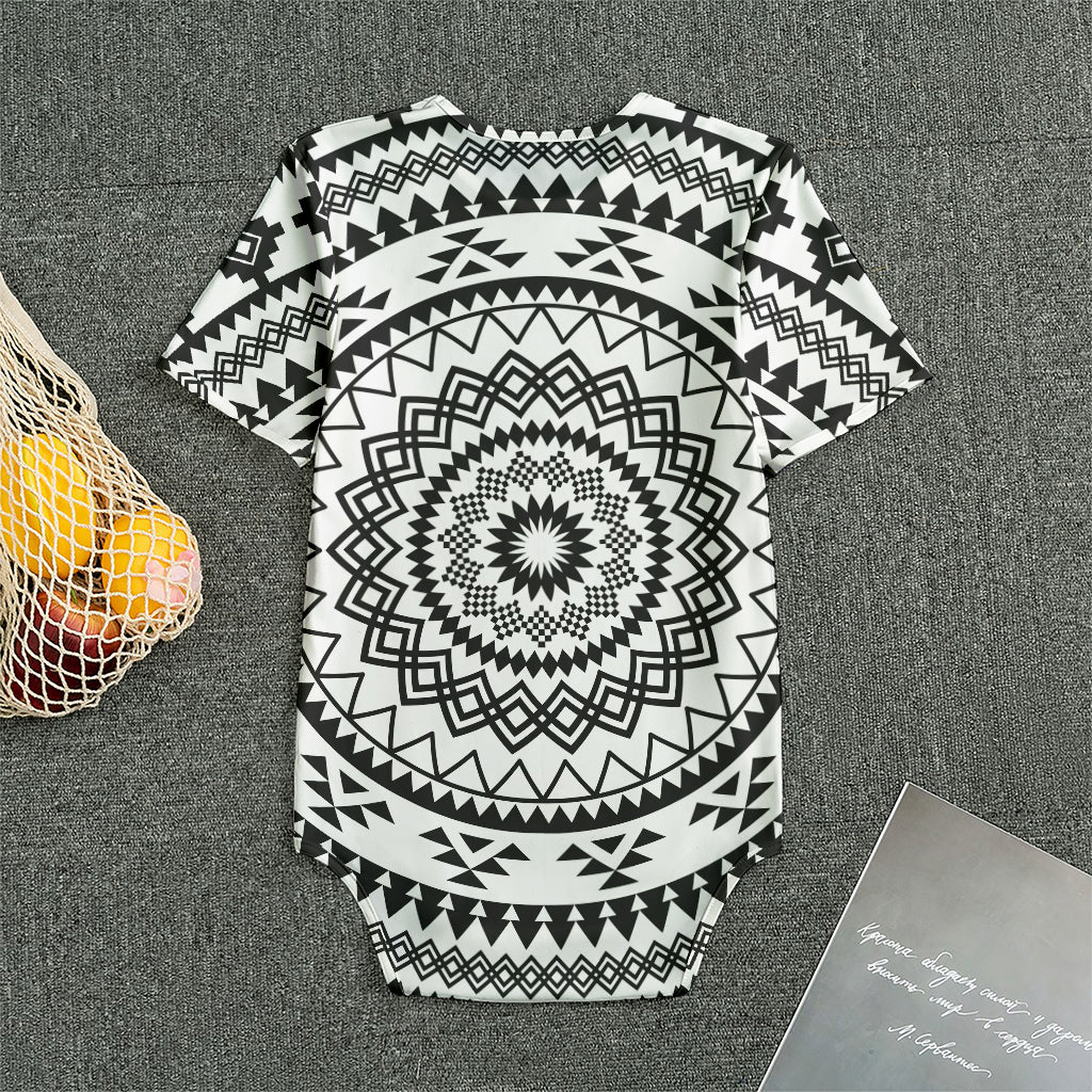 Black And White Tribal Mandala Print Men's Bodysuit