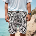 Black And White Tribal Mandala Print Men's Cargo Shorts