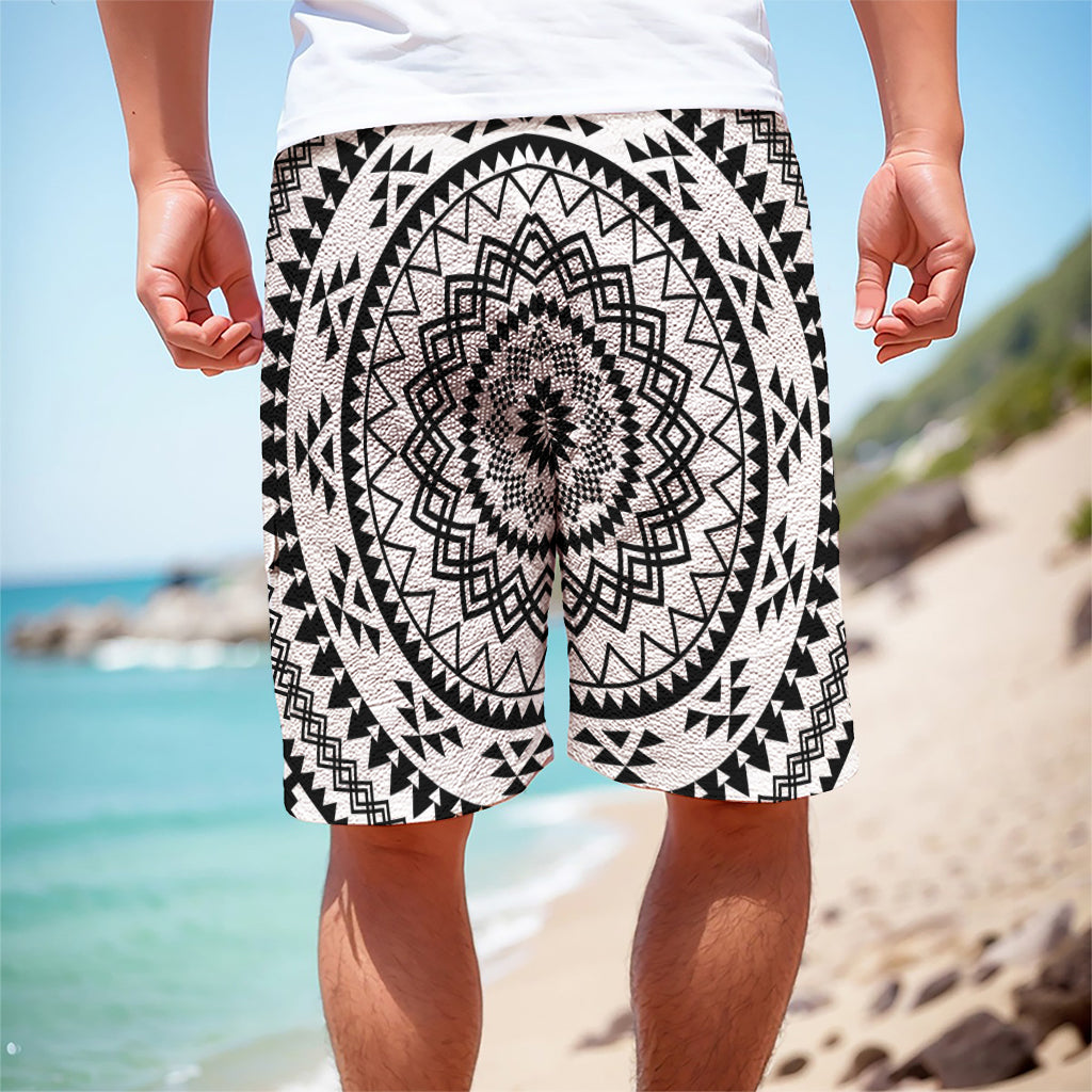 Black And White Tribal Mandala Print Men's Cargo Shorts