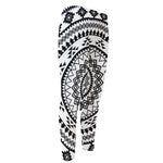 Black And White Tribal Mandala Print Men's Compression Pants