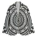 Black And White Tribal Mandala Print Men's Cotton Blazer