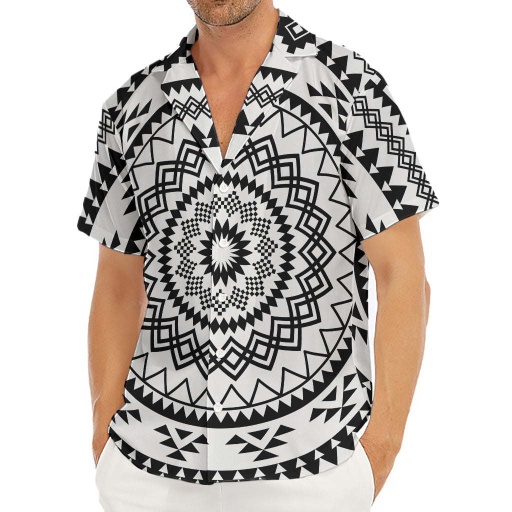 Black And White Tribal Mandala Print Men's Deep V-Neck Shirt
