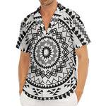 Black And White Tribal Mandala Print Men's Deep V-Neck Shirt