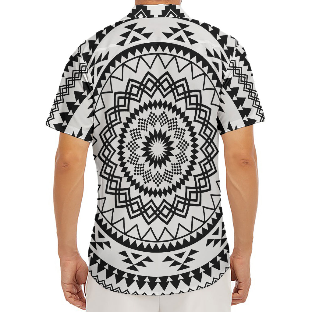 Black And White Tribal Mandala Print Men's Deep V-Neck Shirt