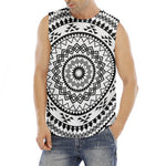 Black And White Tribal Mandala Print Men's Fitness Tank Top